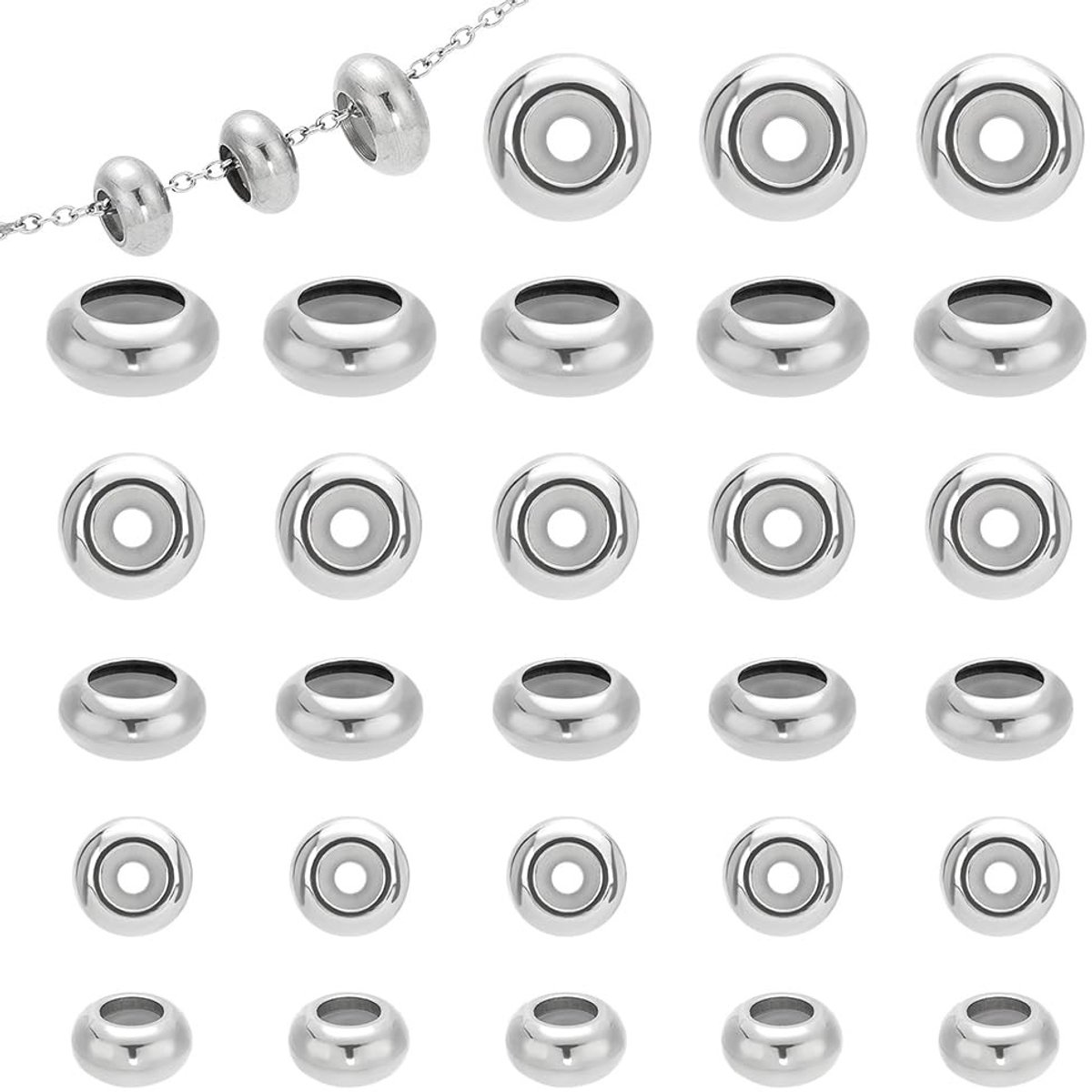 Dailygoods - Dailygoody - Schuifkralen - Roestvrijstaal - Ideaal voor sieraden maken - Zilver - Rubberen binnenkant - Geschikt voor halskettingen en armbanden