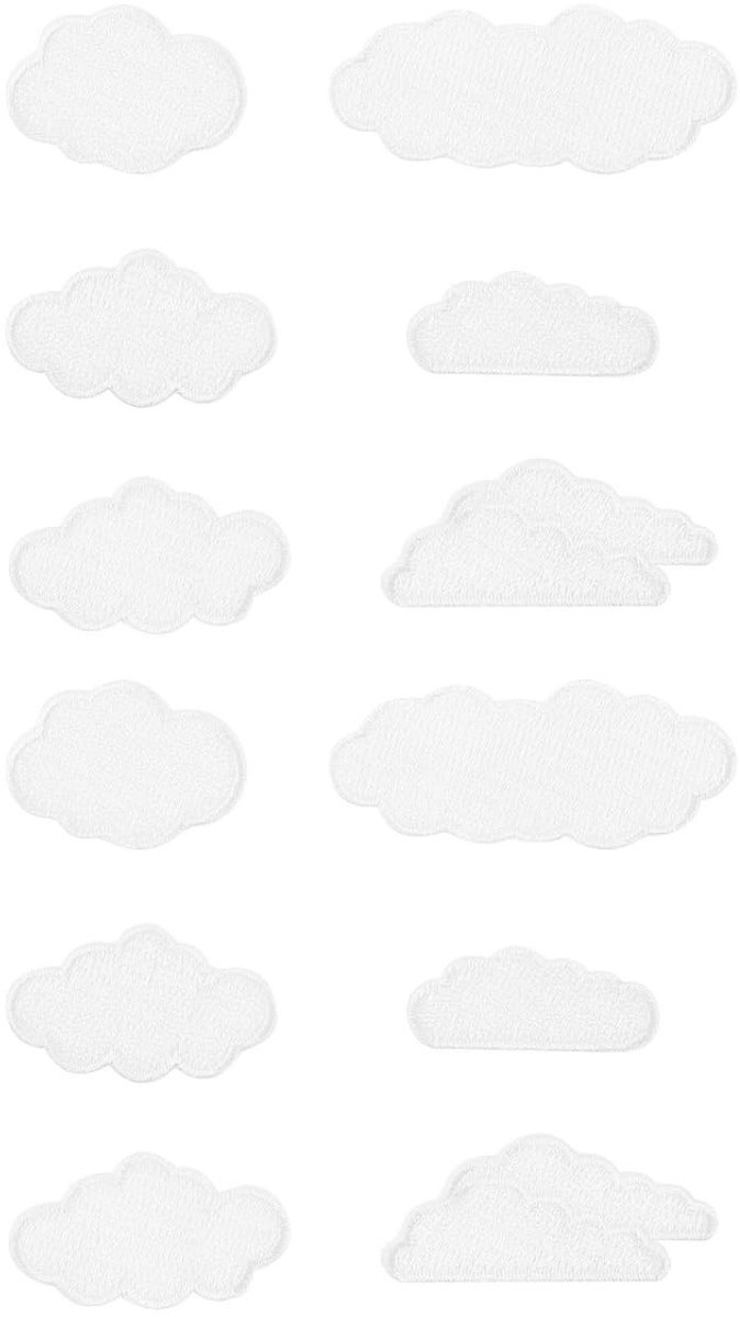 Dailygoody - Stofstickers - Wolkvormige patches - Decoratieve naaipatches - Wit - Creatief knutselen - Borduurwerk stickers - Geschikt voor kledingrep...