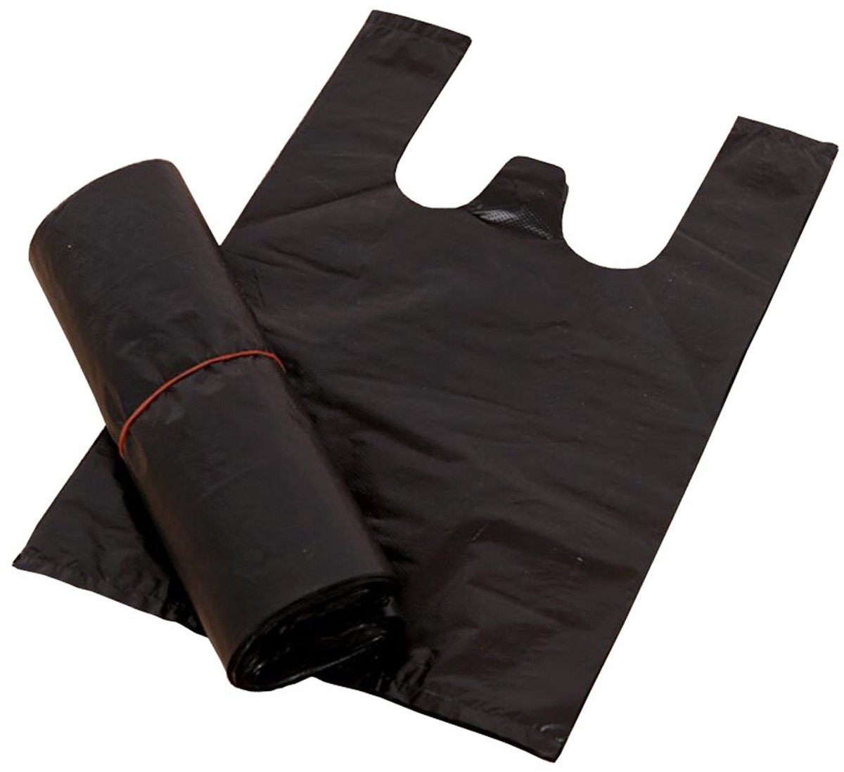 Dailygoody - Zwart Verdikte Kunststof Boodschappentassen - 100 Stuks - 20x30cm - Veilig en Herbruikbaar - Ideaal voor Supermarkten - Voor Winkelen