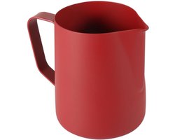 RVS Melkopschuimer voor Koffie, Latte Art en Espresso - 600ml Donkerrood Schenkkan met Handvat