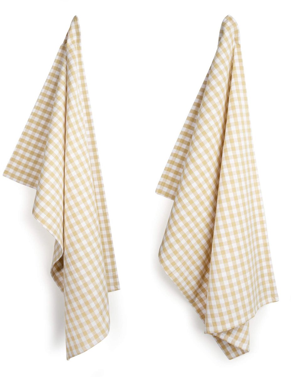 Dailygoody - Theedoeken - Katoenen keukendoeken met stijl - Beige/Wit geruit - 8 stuks - Hoogwaardige theedoeken - Ideaal voor dagelijks gebruik - Per.