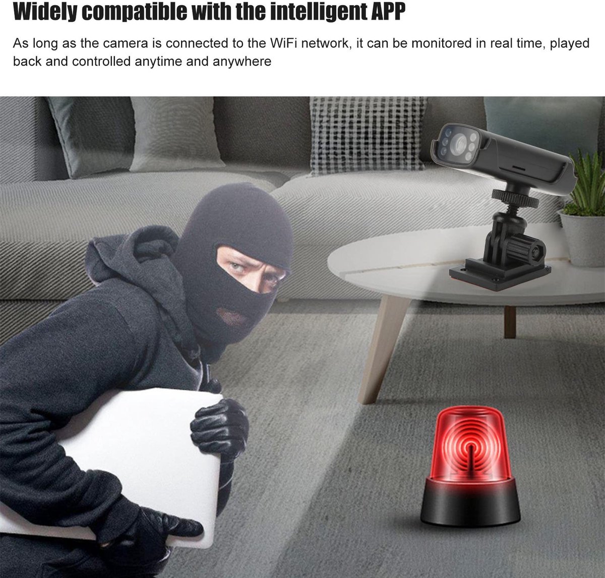 Dailygoody - Beveiligingscamera - Smart WIFI - Nachtzicht - Indoor - Cyclische Video-opname - 1080P - Veiligheidsoplossing voor thuis - Compact m