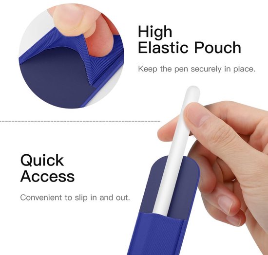 Dailygoody - Pencil Holder Sticker - Apple Pencil Draagtas - Makkelijk te bevestigen - Navy Blue - Stylus Houder - Geschikt voor Apple Pencil 1st/2nd ... — afbeelding 2