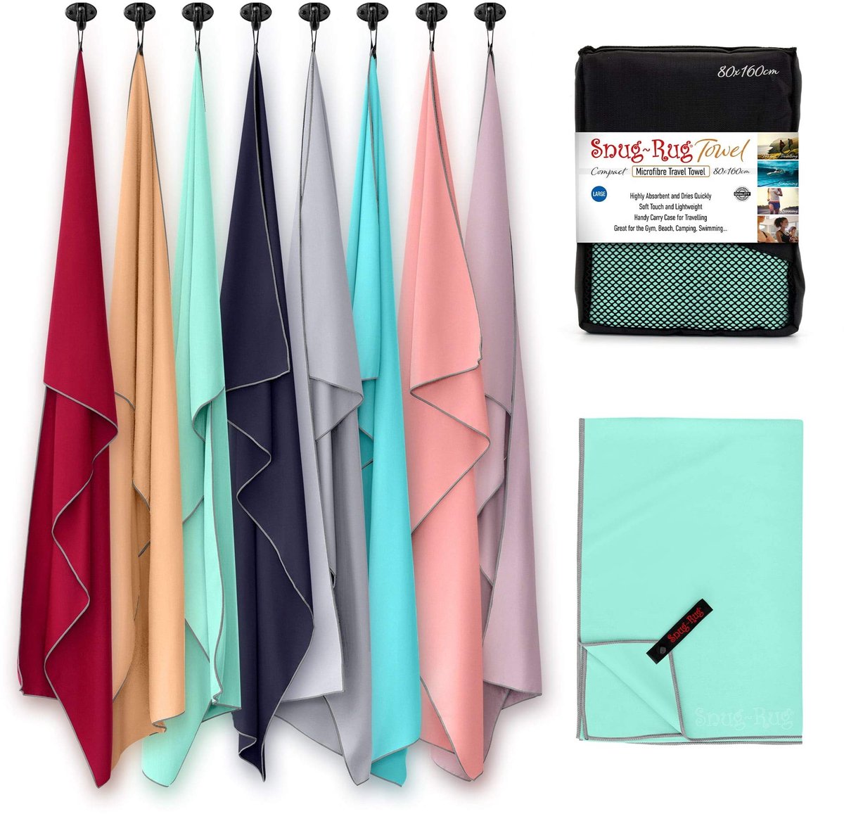 Dailygoods - Dailygoody - Microfibre Towel Large - Super Absorbent - Antibacterial - Beech Glass Turquoise - Sneldrogend - Ideaal voor strand en sport