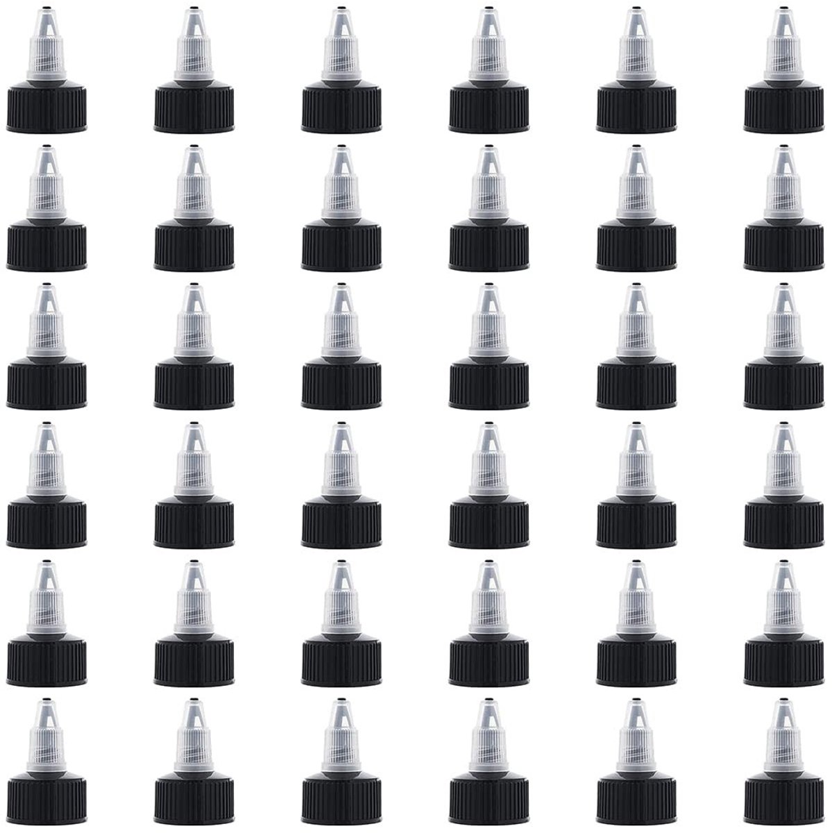 Dailygoods - Dailygoody - Knijpflesdop - 36 stuks - Natuurlijke twist-caps - Zwart - Reservedoppen voor knijpflessen - Perfect voor hobbyisten - 27 mm diamete
