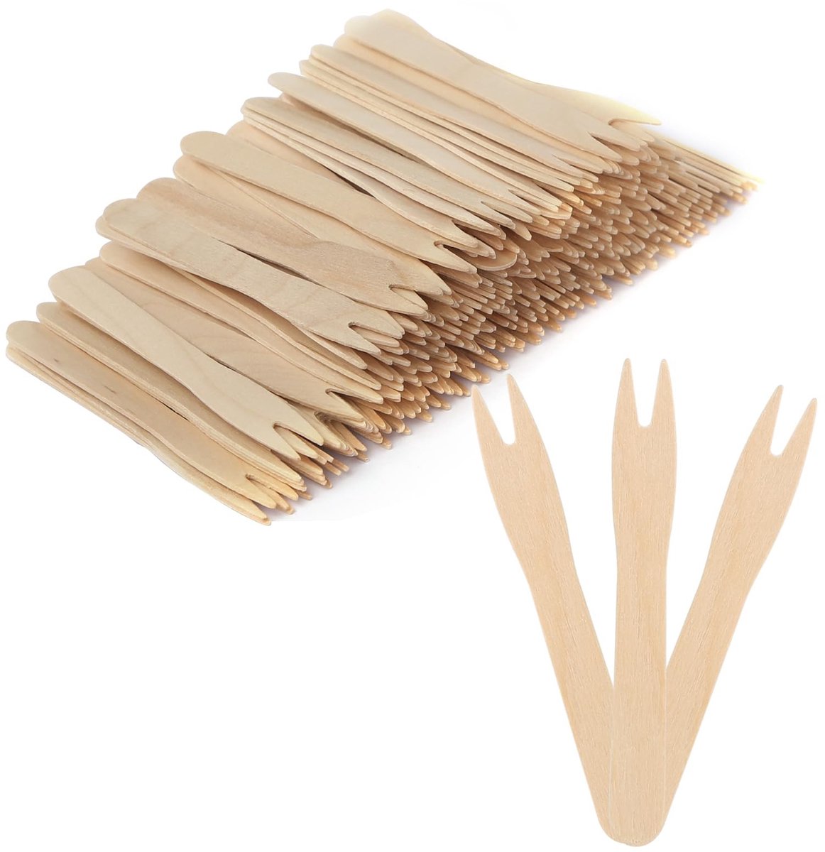Dailygoods - Dailygoody - Frietvork - Houten bestek - Feestbestek - Natuurlijk hout - Vorken - Geschikt voor feest en picknick - 200 stuks