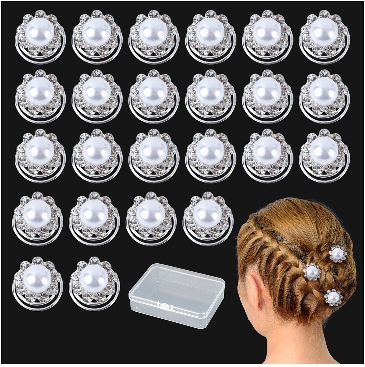 SnelShoppen - 24 Stuks Spiral Parels Haarspeld, Geveerde Haarclips Accessoires, Voor Bruiloft, Feest, Haarstylings, Klein en Exquisiet