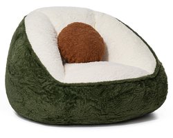 HOMMPA Zitzak Stoel van Kunstbont – Bean Bag Fauteuil als Cadeau – Comfortabele Bodemstoel voor Woonkamer & Slaapkamer – Avocado Groen – 75x60x60 cm