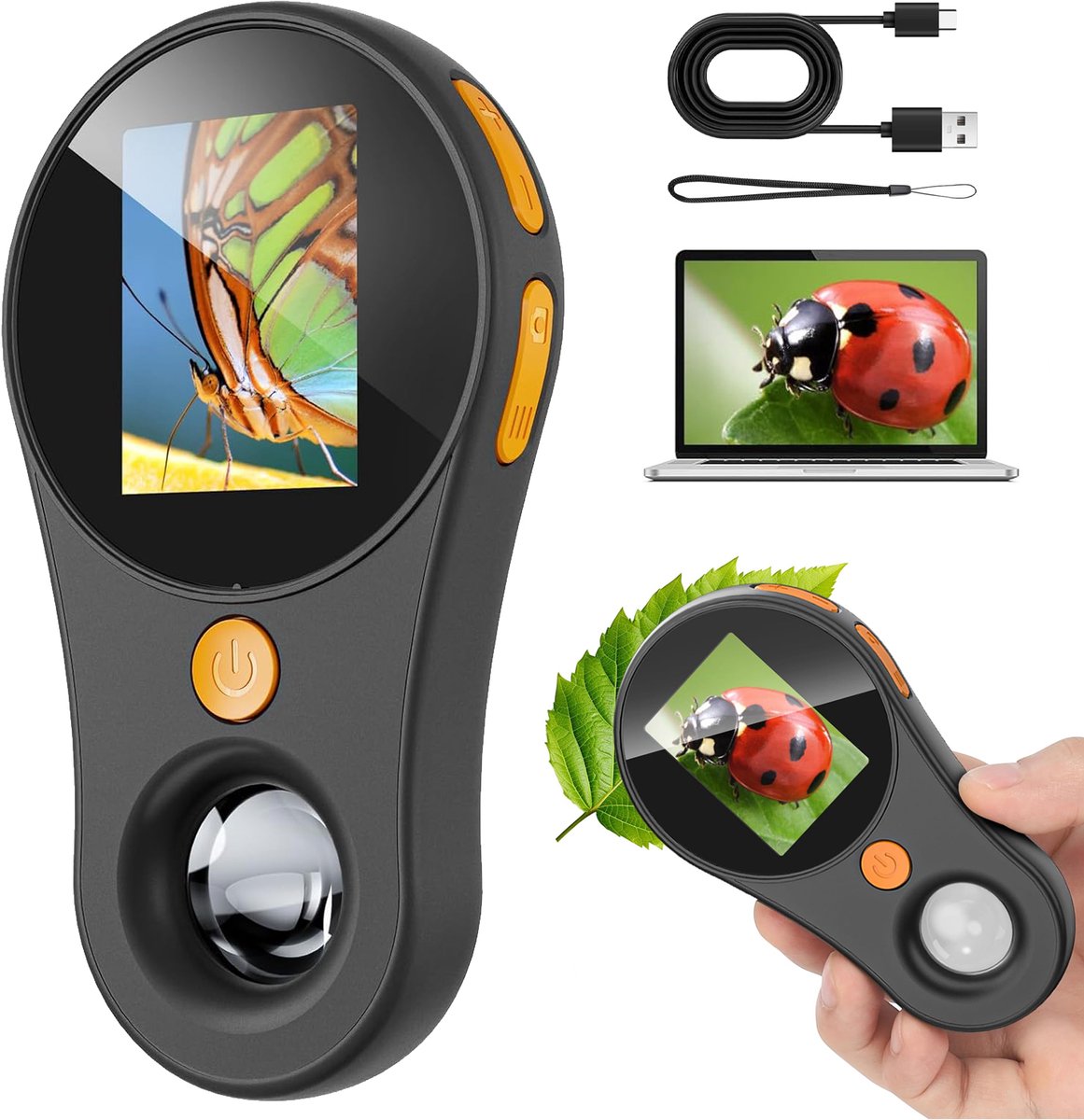 Draagbare Digitale Microscoop - 500X 2MP HD-Vergrootglas - 2-Inch Usb Oplaadbare Zakmicroscoop Met 8 Led's