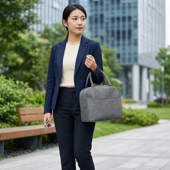 Grijze koeltas dames en heren draagbare handtas lunch tas geïsoleerde opberg tas met dubbele handgreep berenpatroon geschikt voor werk woon werkverkeer en vrije tijd compacte tote bag stijl van NUVEX — afbeelding 3