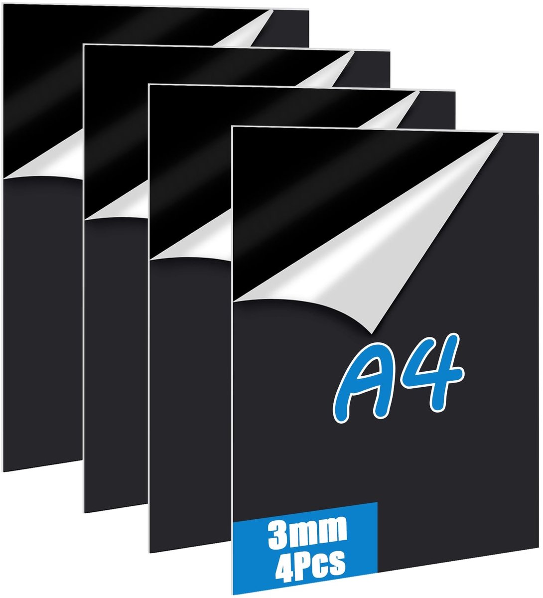 Dailygoods - Acrylplaat - Lasersnijbaar - Zwart - Fotolijst - 4 Stuks - Geschikt voor Schilderen en Projecttentoonstellingen