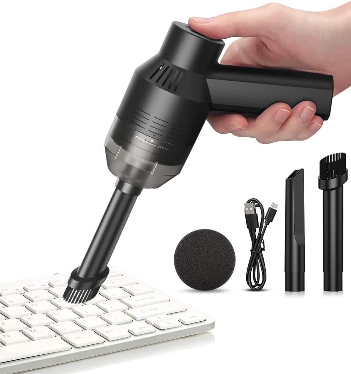 Mini draadloze bureaustofzuiger, geschikt voor het reinigen van stof, haar, pluisjes, gumresten, laptops, auto's, dierenverblijven en andere plekken.