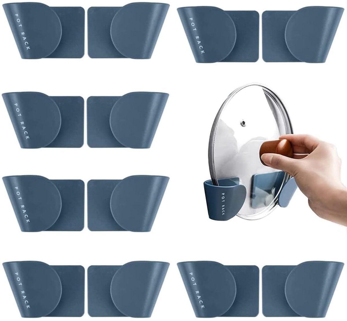 Dailygoods - Dailygoody - Potdekselhouder - Keukenorganisatie - Verstelbaar en Ruimtebesparend - Blauw - Potdeksel Opbergrek - Geschikt voor Binnen - 6 Paar Dekse