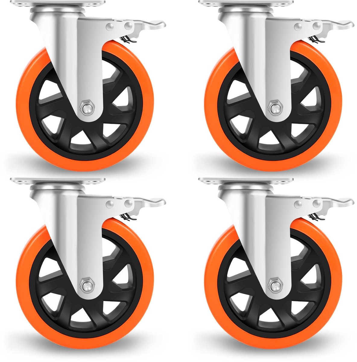 Dailygoods - Dailygoody - Heavy Duty Casters - Zwenkwielen - Sterk en duurzaam - 6 Inch - Stil en soepel - Ideaal voor meubels en karren - Set van 4