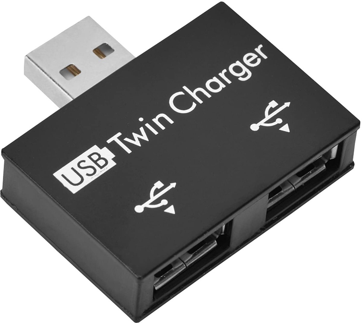Dailygoods - Dailygoody - USB-hub - 2 poorten - Compact en praktisch - Zwart - Opladen en gegevensoverdracht - Geschikt voor thuis en laptop - Reizen