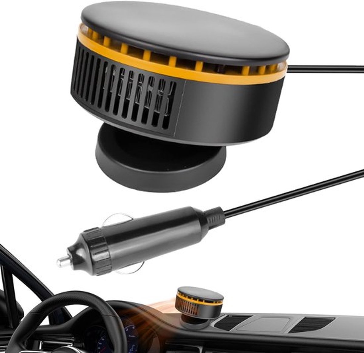 Autoverwarming 12V Verstelbare heteluchtblazer - Zwart en Geel