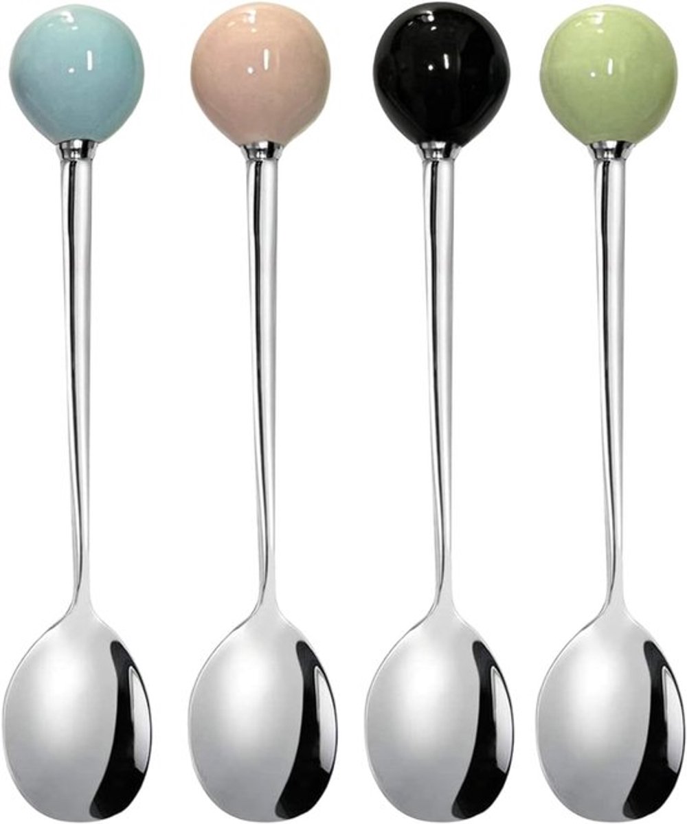 Roestvrijstalen theelepels, mini-koffielepels, dessertlepels, 8-delige lepelset, 14 cm, 4 kleuren.