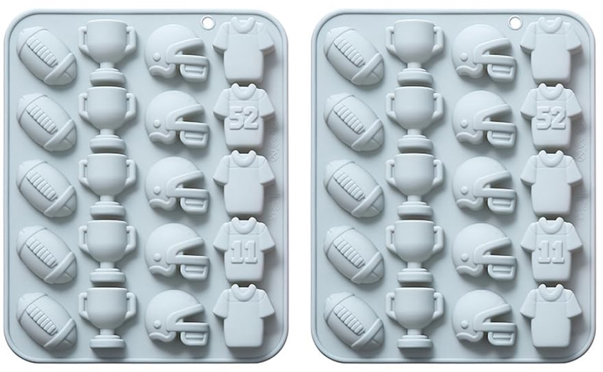 Dailygoods - Voetbalchocoladevorm Set van 2 met 20 Holtes