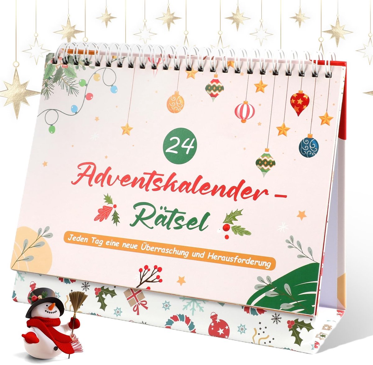 Dailygoods - Puzzel Adventskalender 2025 - Grappige Familie Kerstkalender met Kerstraadsels voor 24 Dagen