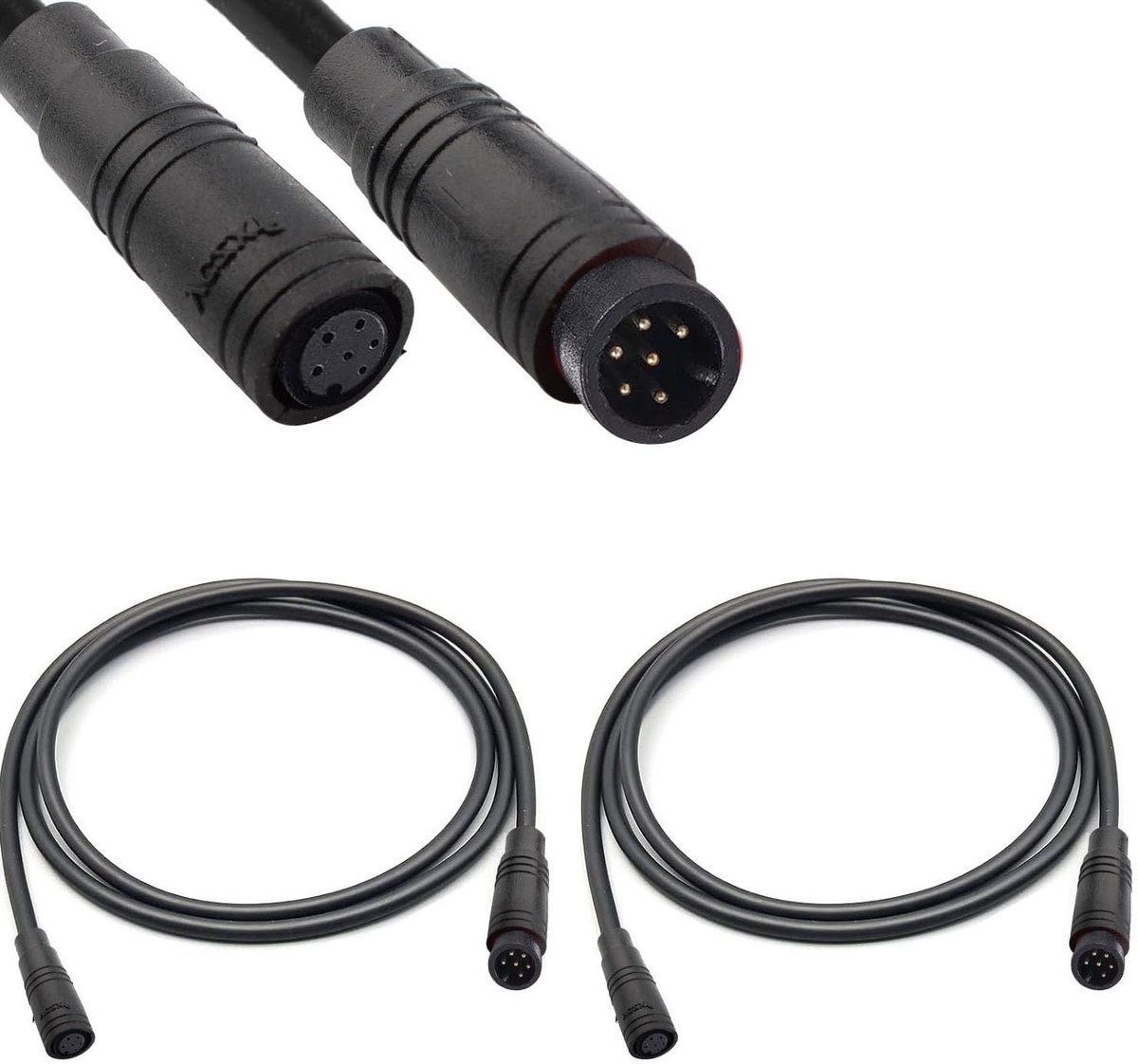 Dailygoods - 2 Stuks Waterdichte Verlengkabels voor Elektrische Fiets 6-polig 50 cm