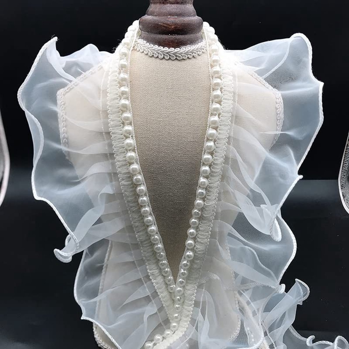 Dailygoody - Organza parels - 3D ruches kant stof - Wit - Bruiloft decoratie - Plooien en zoom voor jurken en rokken - Geschikt voor DIY projecten