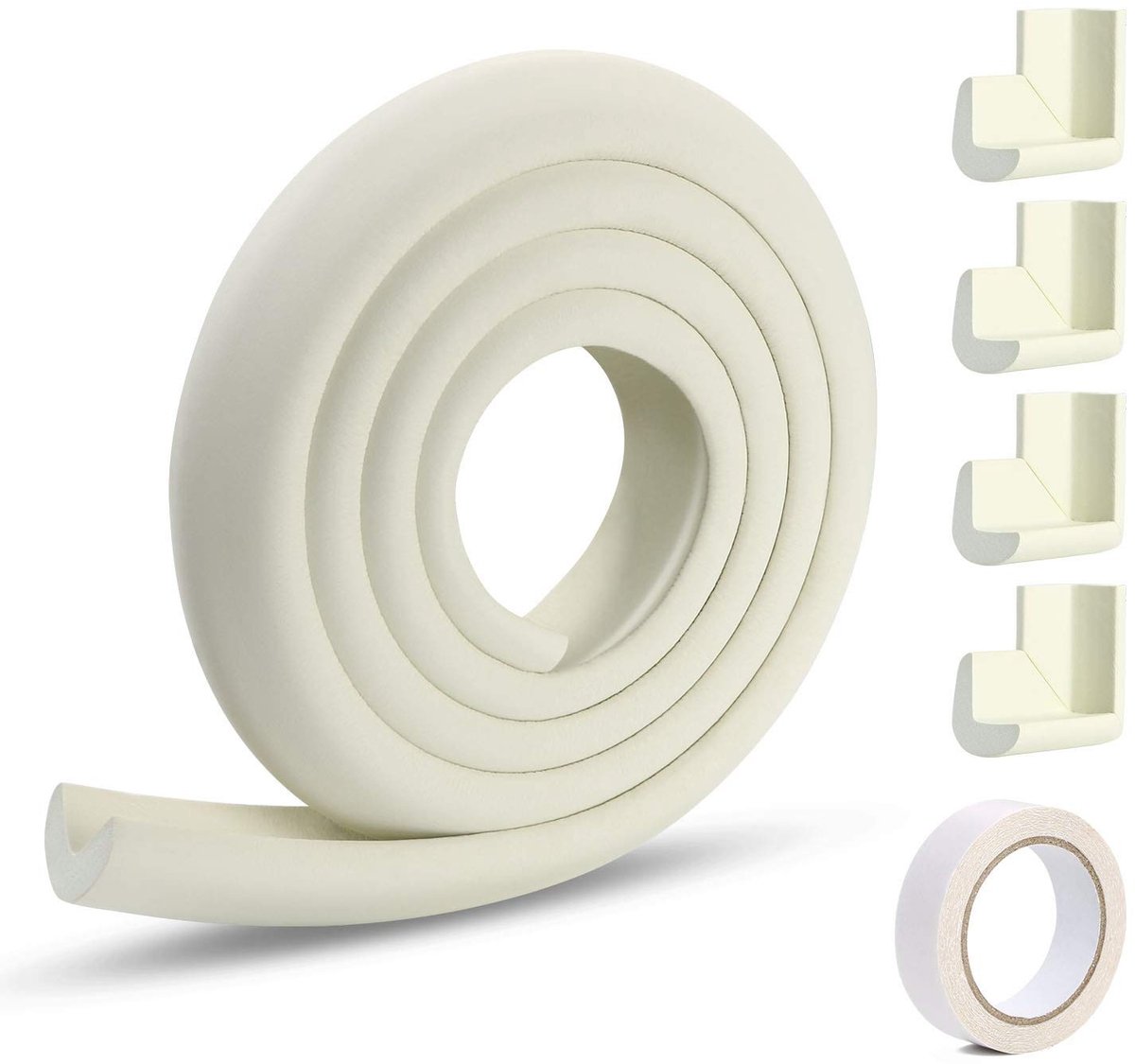Dailygoods - Randbescherming voor Kinderen - Tafelrandbescherming - Extra Dikker en Gewatteerd - Wit - Anti-aanrijding - Veilig voor Peuters - Inclusi