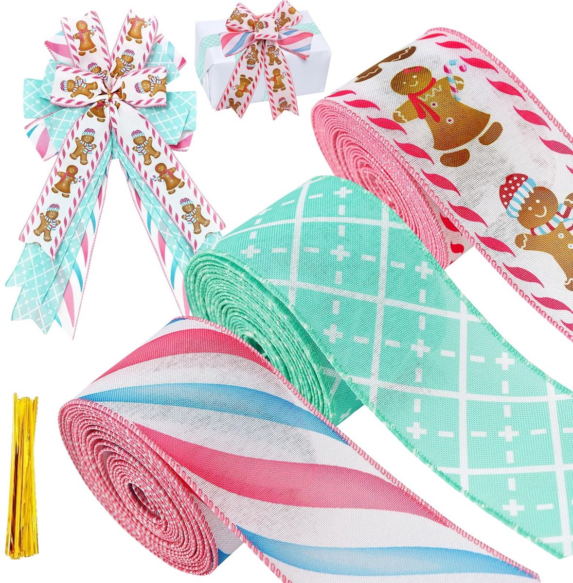 Dailygoods - Set van 3 Kerstcadeaulinten van 16,5 m voor Decoratie