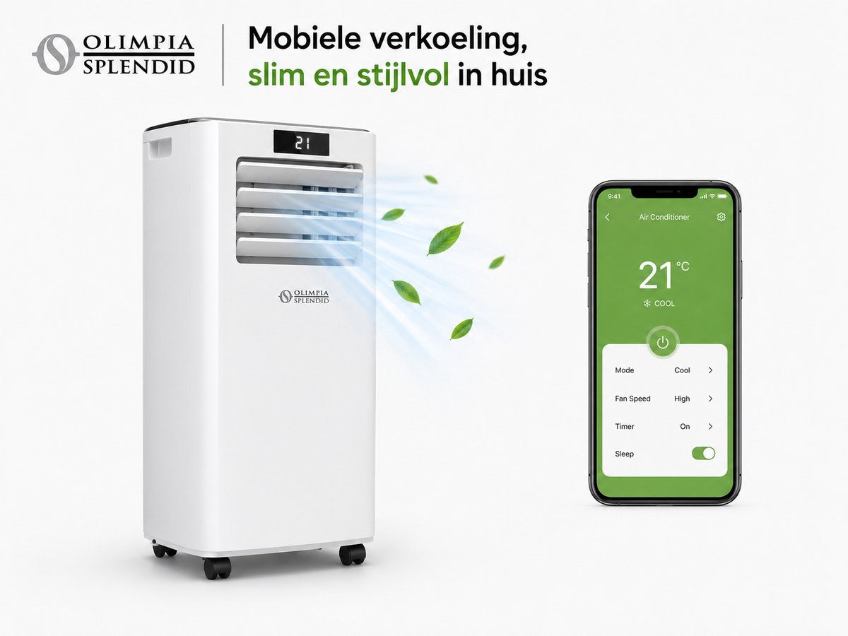 KLIMI 10 HP NW Mobiele Airco met Warmtepomp 2,6 kW – 10.000 BTU – R290 – WiFi met afstandbediening raamkit 02662