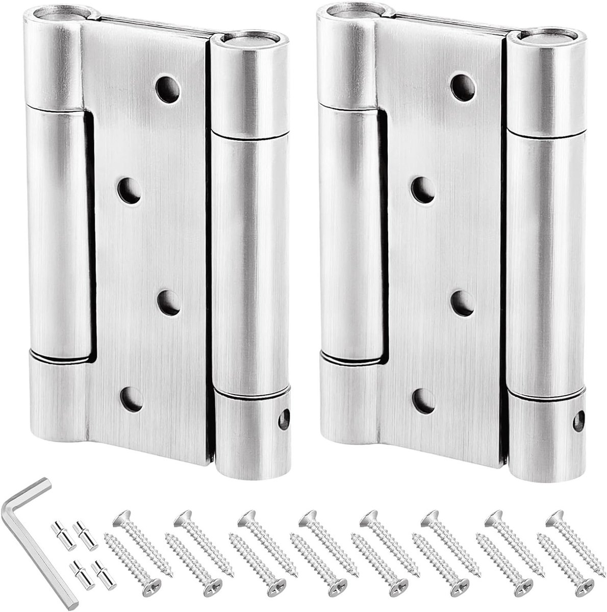 2 Stuks 100 mm RVS Veer Scharnieren voor Deuren, 4 Inch Dubbele Werkende Scharnieren voor Cafés en Balies, Inclusief Schroeven