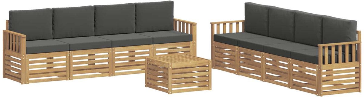 vidaXL Buiten - bank - set - 9 - st - 8-zits - Wit - en - antracietkleurig - Polyester Wit en antracietkleurig