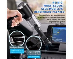 Mini Handstofzuiger Draadloos 6000Pa – Krachtige Auto Stofzuiger – Draagbare Kruimeldief – USB Oplaadbaar – Voor Auto, Huis & Kantoor