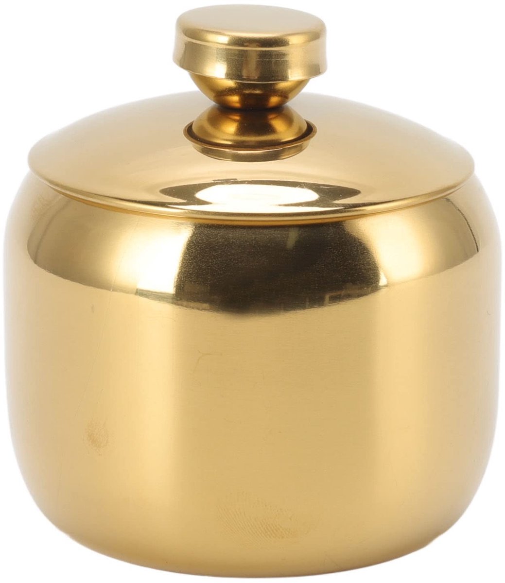 Dailygoody - Stainless Steel Kruidendoos met Deksel - Gouden Opslagpot voor Kruiden en Specerijen