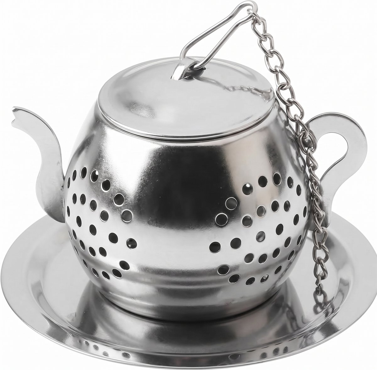 Premium theezeef theepot vorm zilver - theezeef voor losse thee - theezeef - theepot vorm - RVS - roestvrij staal - losse thee - thee ei - theezeef - zilver - thee infuser - IXEN