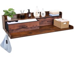 M-Goods - Wasmachine Ombouw - Wasmachinekast met 2 Lades - Wasmachine Verhoger - Opbergplank - Vintage Houtlook