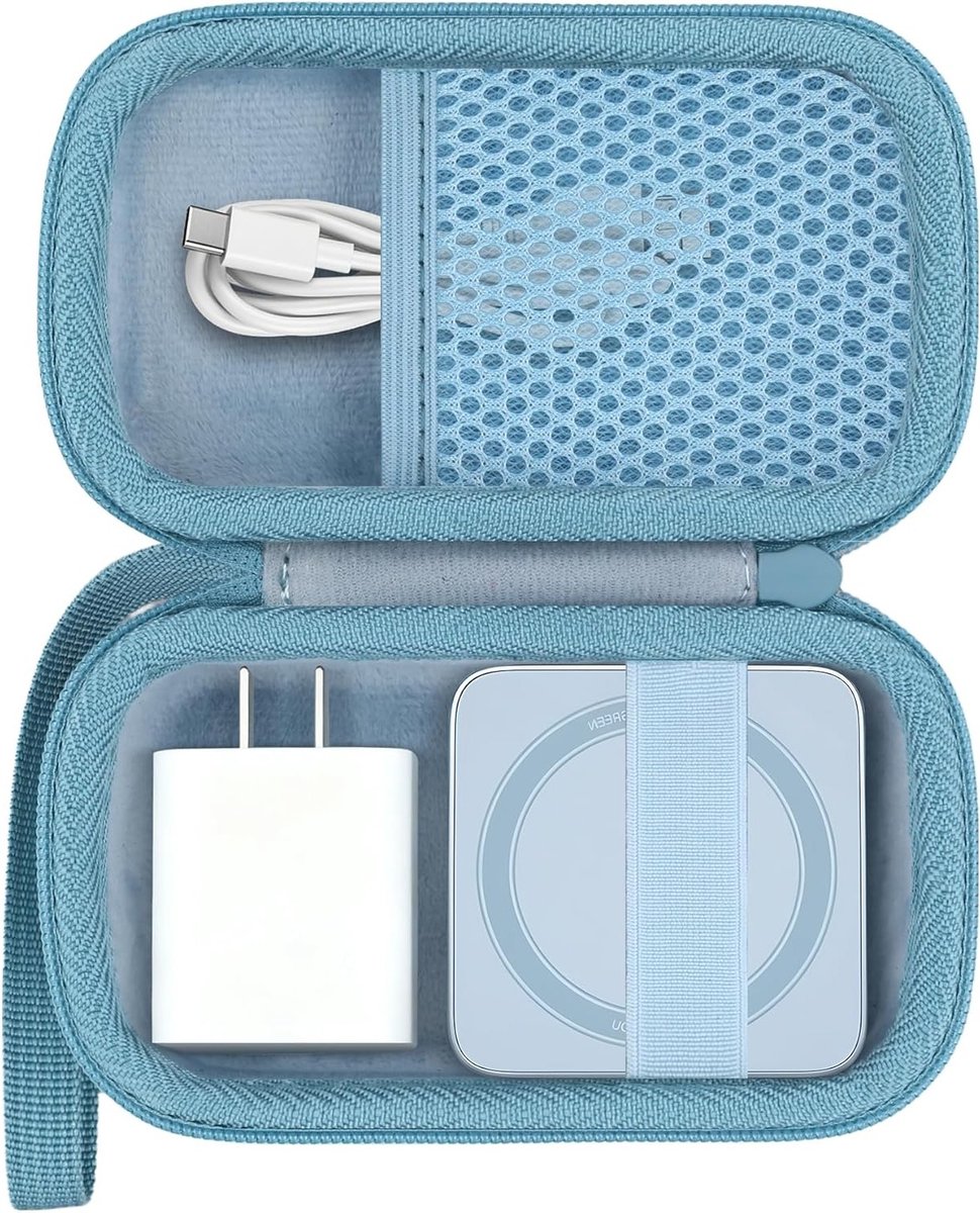 Draagbare 2-in-1 Hard Travel Beschermcase met Oplaadstation en Qi2 25W Magnetische Draadloze Oplader, Blauw (Enkel Cover)