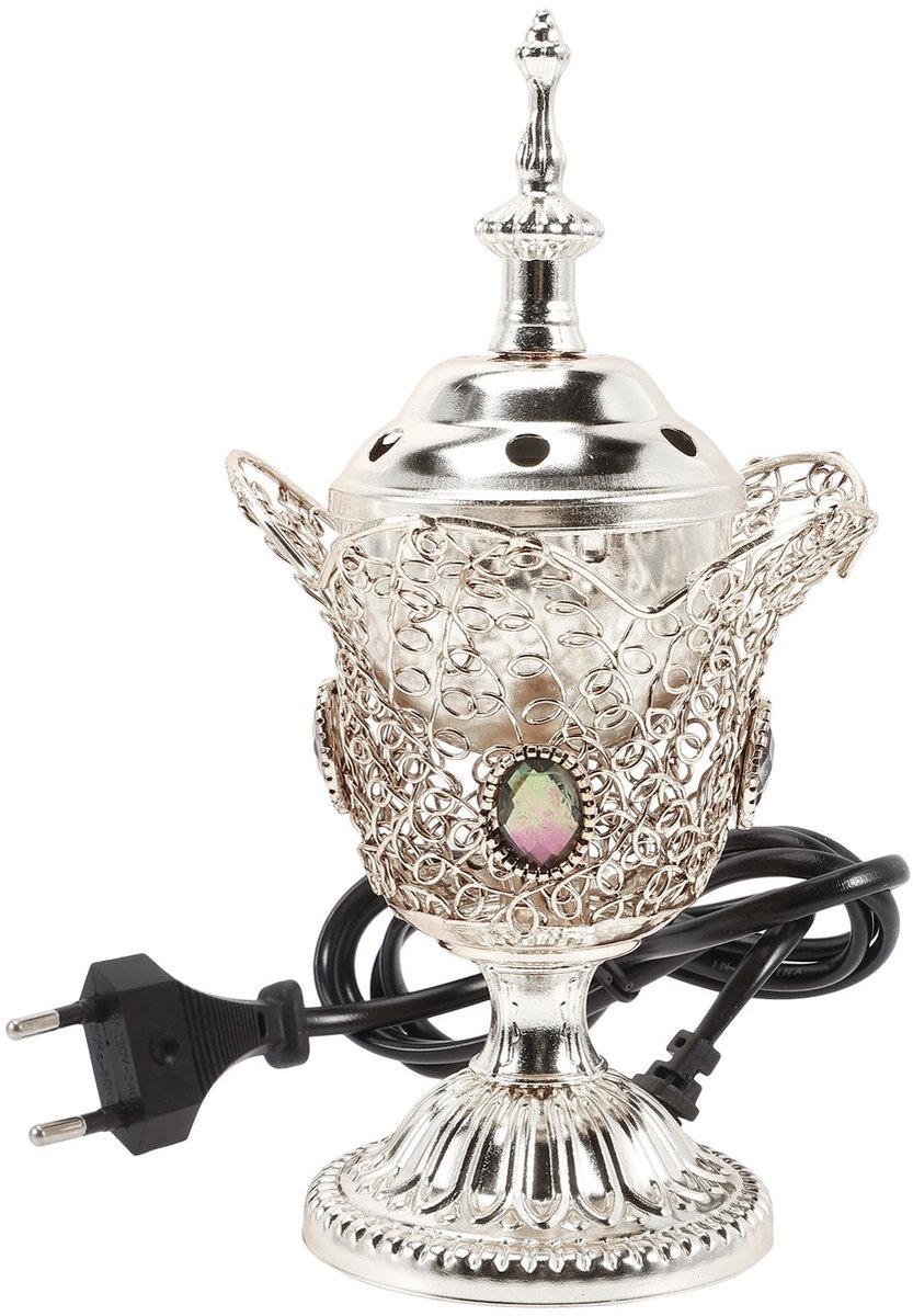 Dailygoods - Dailygoody - Elektrische wierookbrander - Bakhoor-brander voor olie en wax - Zilver - Wierookbrander - Geschikt voor thuis en kantoor