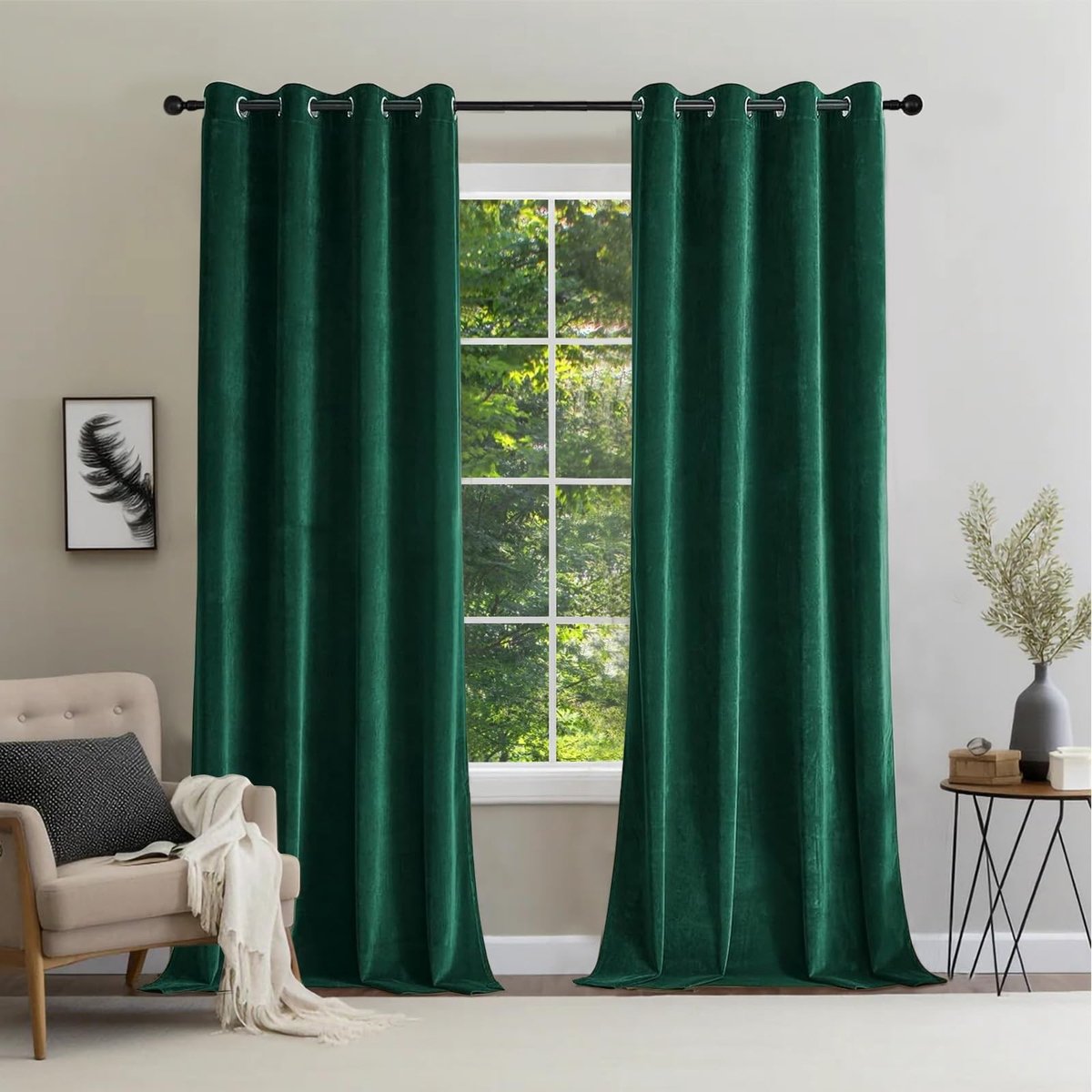 Dailygoods - Dailygoody - Fluwelen gordijnen - Verduisterend - Elegant - Donkergroen - Geluidsisolatie - Warmte-isolerend - Geschikt voor woonkamer en slaapkamer