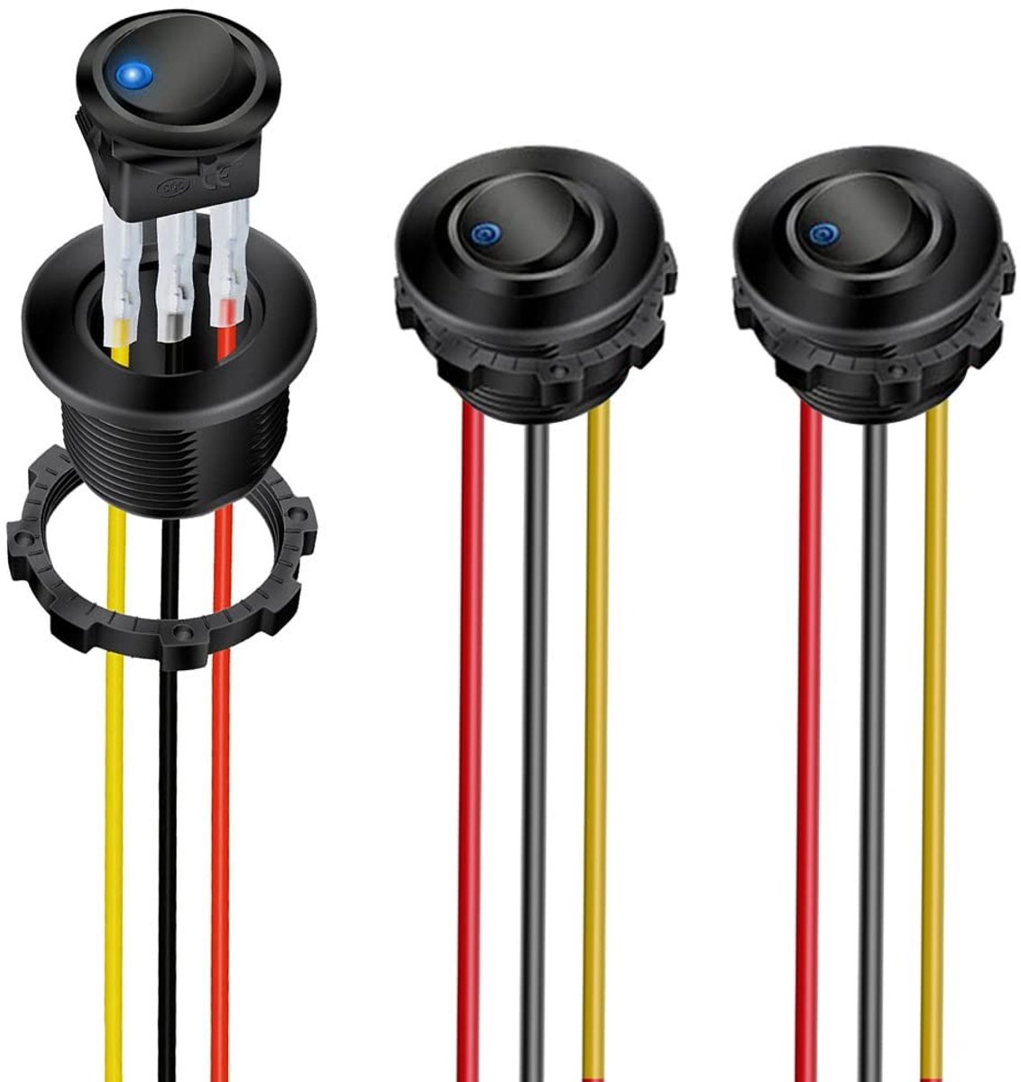 Dailygoods - Dailygoody - LED Tuimelschakelaar - AAN/UIT - Blauw - 3-pins - Geschikt voor Auto's en Vrachtwagens - 12V/24V