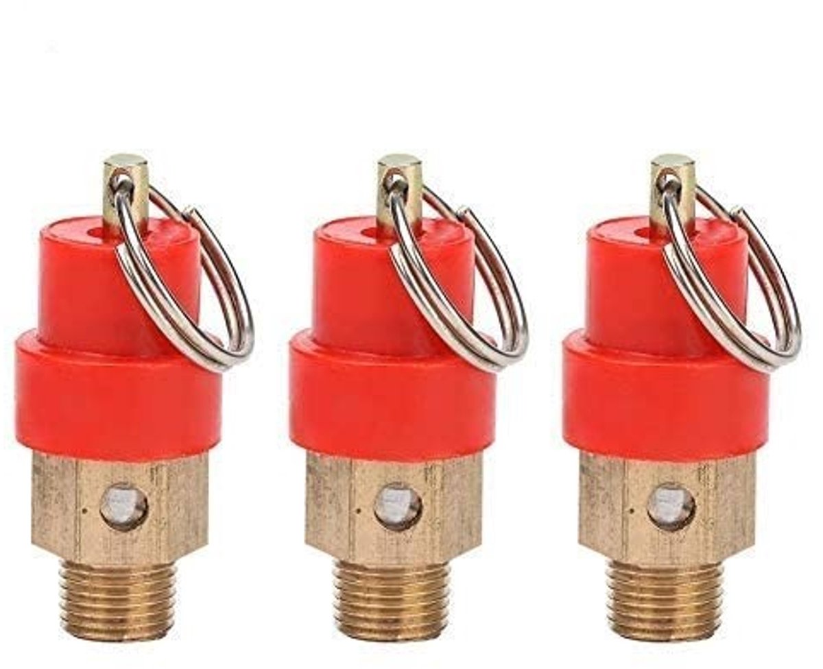Dailygoods - Dailygoody - Messing Veiligheidsventiel - Drukregulator G1/8'' - Veiligheidsventiel voor Gas - 3 Stuks - Drukregeling voor Apparatuur - Geschikt voor ...