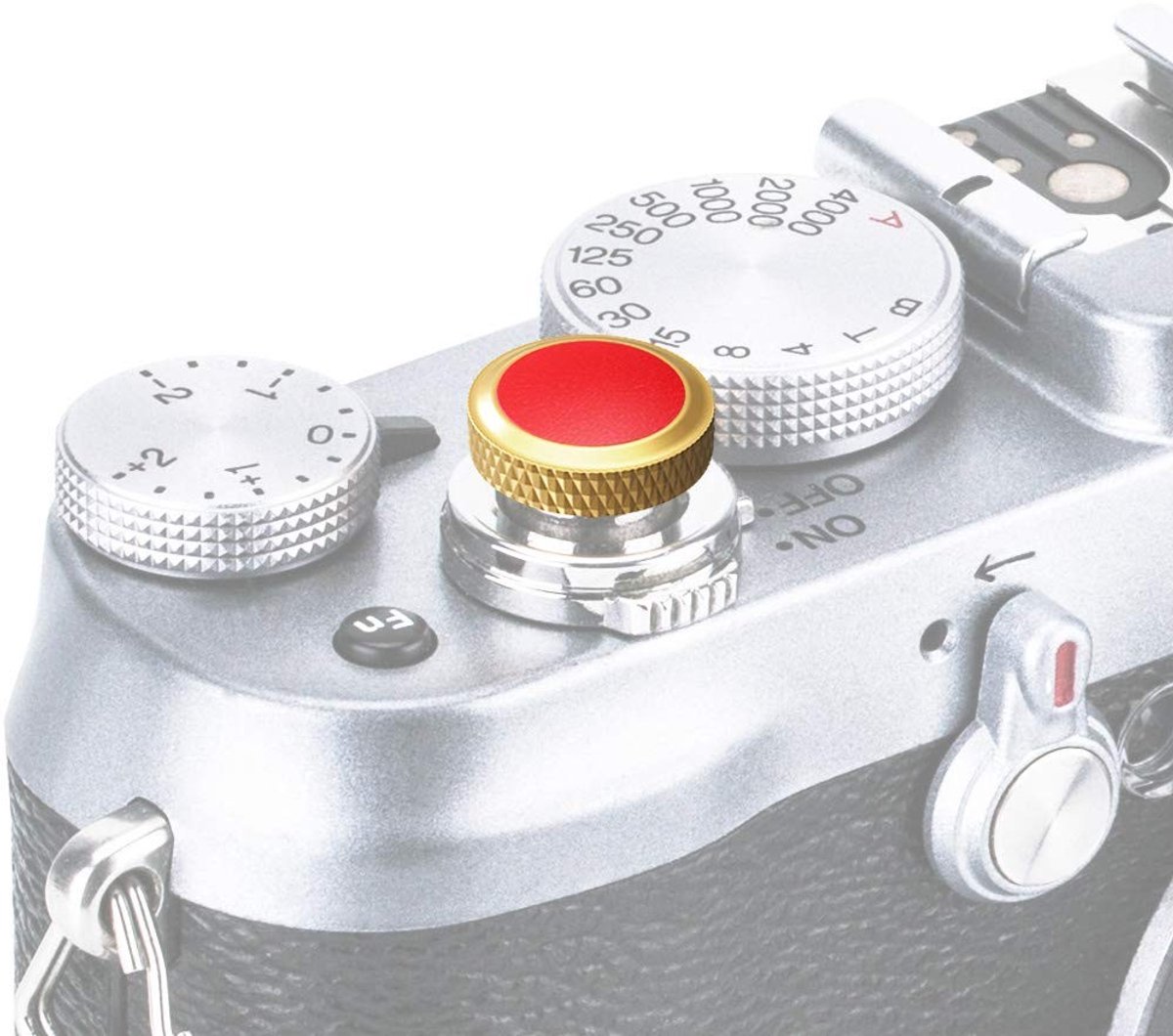 Dailygoods - Dailygoody - Messing Soft Release Knop - Stijlvol en Duurzaam - Rood Microvezel Leer - Geschikt voor Fujifilm X-serie - Premium Kwaliteit