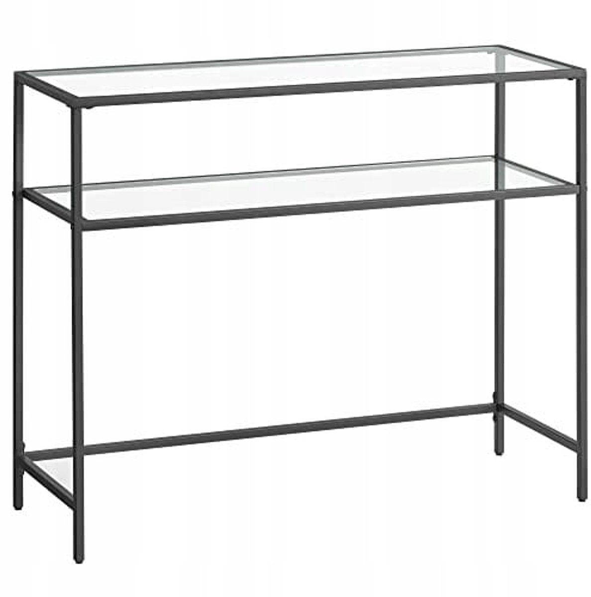 Glazen console tafel zwart – Modern design met gehard glas – 100 x 35 x 80 cm – Metalen frame