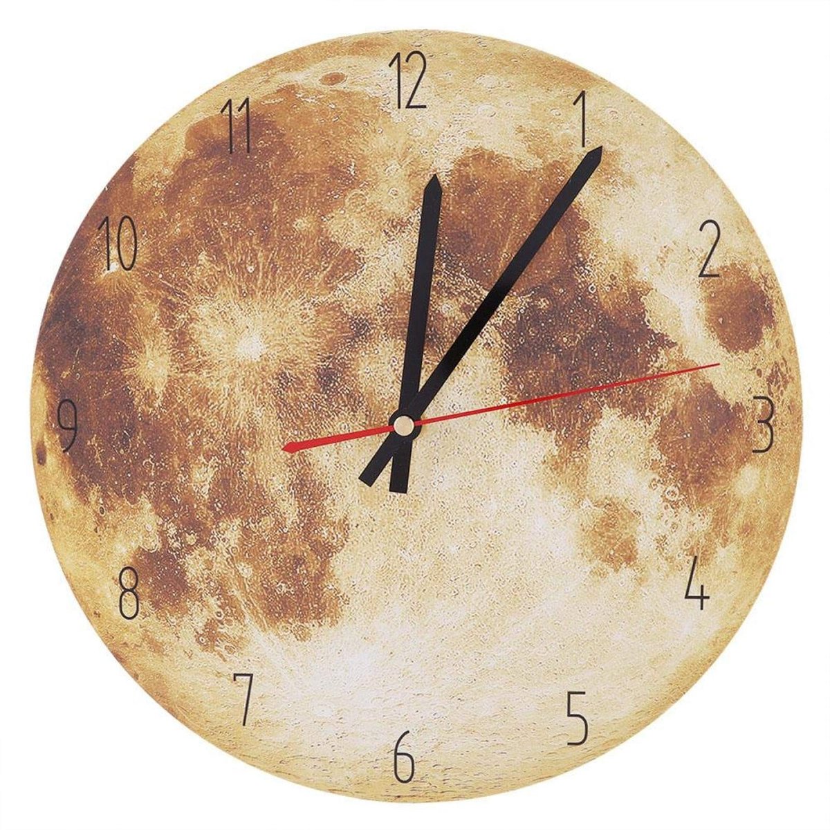 Dailygoods - Dailygoody - Wandklok - Maan Klok - Stille Batterij-aangedreven - Geel - Moderne Wanddecoratie - Geschikt voor Woonkamer en Slaapkamer - 28 cm