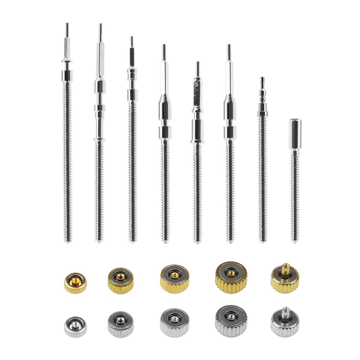 Dailygoods - Dailygoody - Horloge Reparatie Kit - Horloge Onderdelen - Koper en Roestvrij Staal - Horloge Kronen en Stem Extenders - Geschikt voor Diverse Horloges