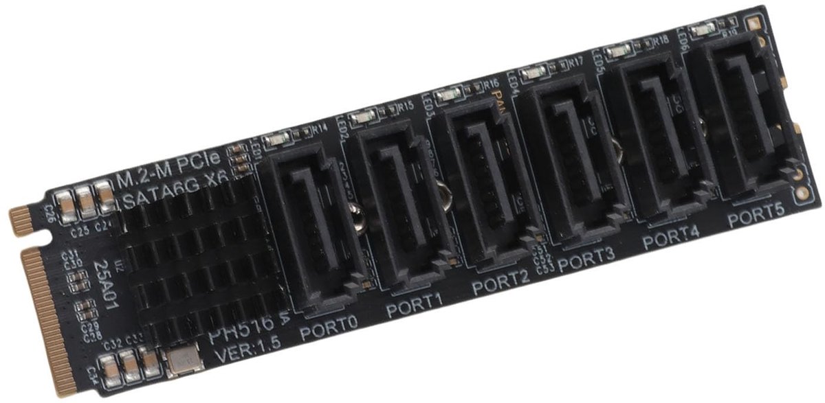 Dailygoods - Dailygoody - M.2 Naar SATA3.0 - PCIe-uitbreidingskaart - Ondersteunt tot 6 SATA-apparaten - Perfect voor uitbreidingen - Hoge snelheid en efficiëntie ...