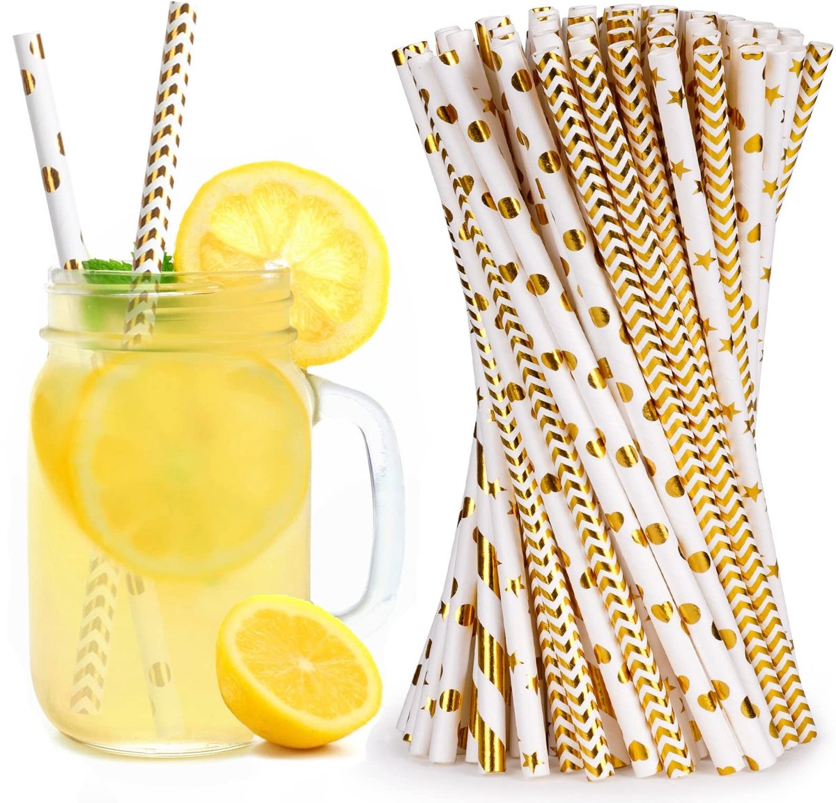 Dailygoods - Dailygoody - Papieren Rietjes - Biologisch afbreekbaar - 100 stuks - Kleur Decoratie - Verjaardag - Bruiloft - Feestartikelen