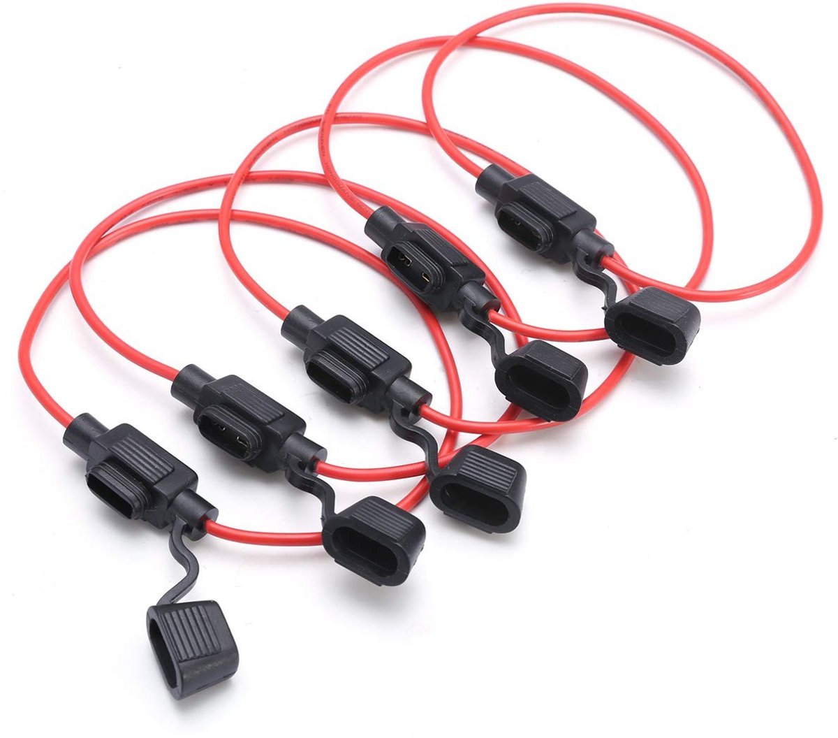 Dailygoods - Dailygoody - 5 Pack 30A In-line zekeringhouder - Hoge kwaliteit - Geschikt voor auto - 12 kabel - Ideaal voor auto en boot