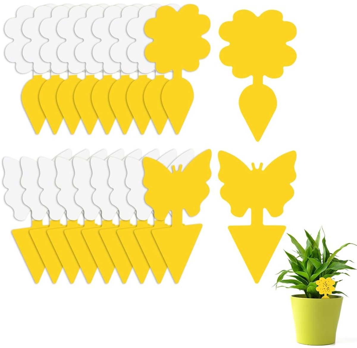 Dailygoody - Gele Stickers voor Rouwmuggenbestrijding - Effectieve Vliegenval - Duurzaam en Waterbestendig - Ongediertebestrijding - Voor Kamerplanten..