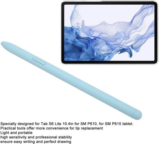 Dailygoody - Pen voor Tab S6 Lite - Stylus vervanging - Inclusief 5 reservetips - Blauw - Geschikt voor SM P610 SM P615 - Perfect voor creatief gebrui — afbeelding 2