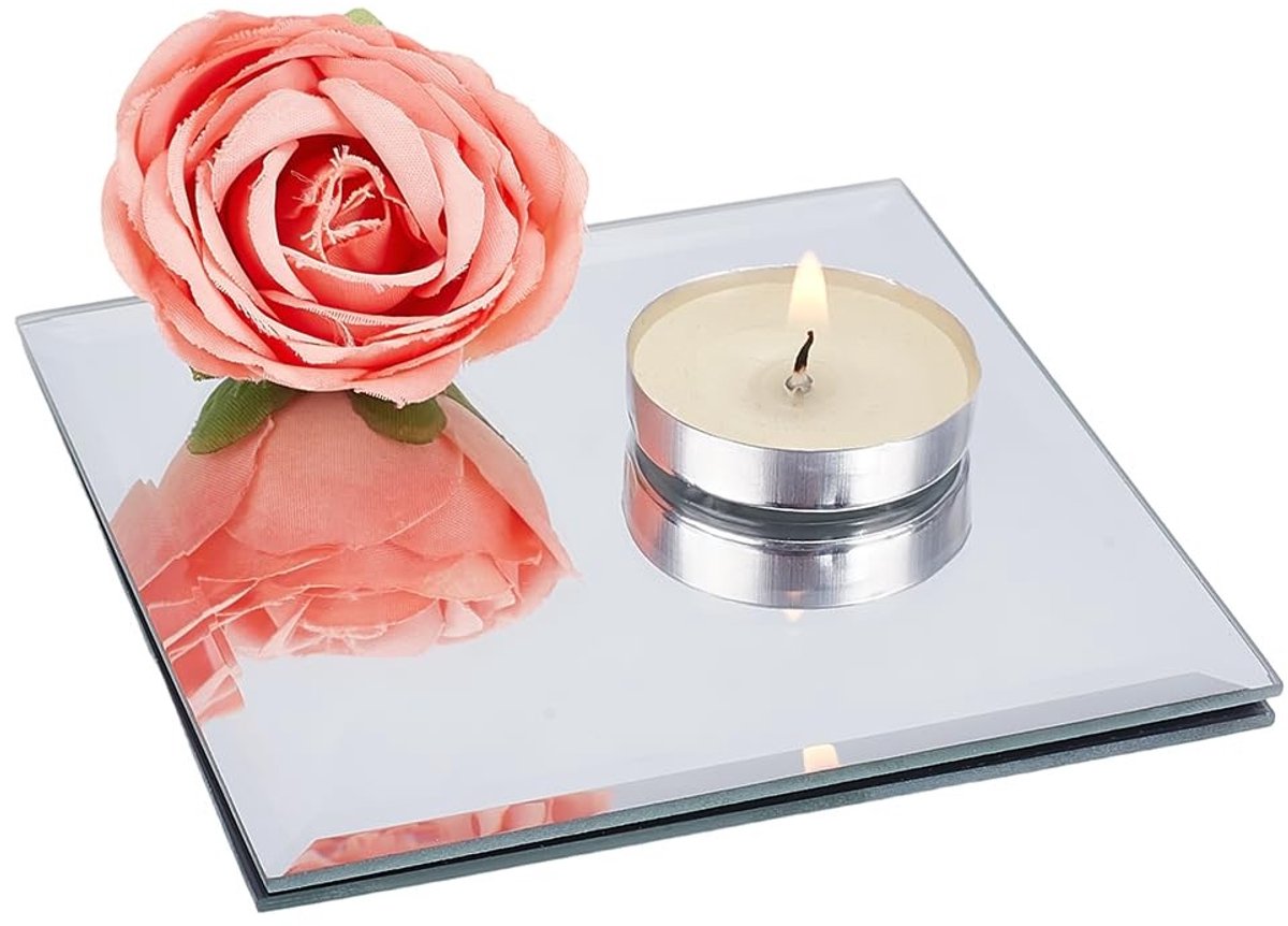 Dailygoody - Solidchoice - Dailygoody - Vierkante Glazen Spiegeltegels - Decoratieve Spiegel - 2 Stuks 10x10cm - Whitesmoke - Wanddecoratie - Geschikt voor Bruiloft en DIY