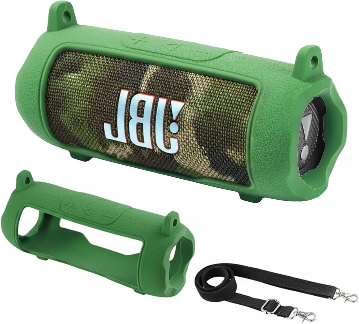 Draagtas van silicone voor draadloze Bluetooth luidspreker, met afneembare schouderband en bescherming (Groen)